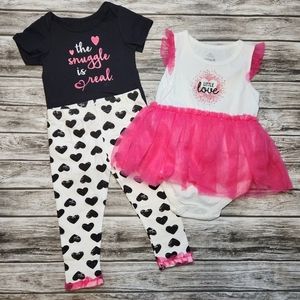 Mini B black and pink heart tutu set
